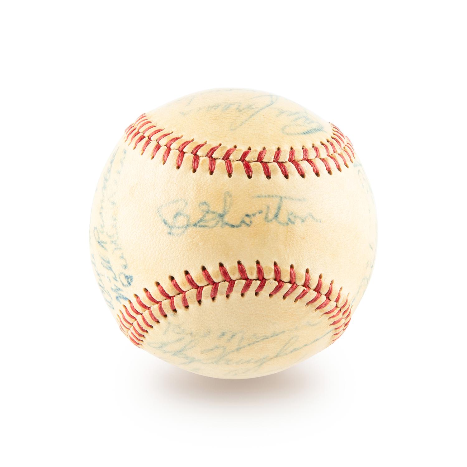 A 1948 Brooklyn Dodgers Team Signed Autograph Baseball Including Jackie Robinson and Roy Campanella (Beckett Authentication Services) - 21 Signatures