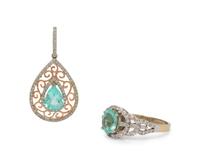 A Collection of White Gold, Blue Zircon and Diamond Jewelry,