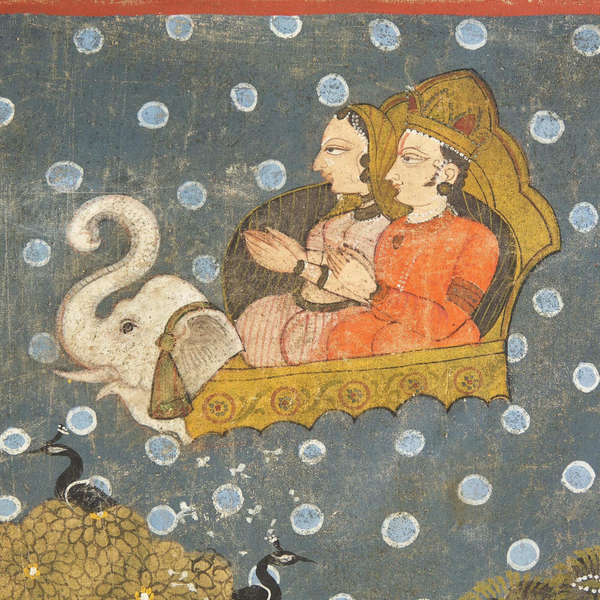 An Indian Pichwai Depicting a Rasa Mandala with Krishna and Gopis, 19th-Early 20th Century 十九至二十世紀初 Krishna及Gopis印度畫