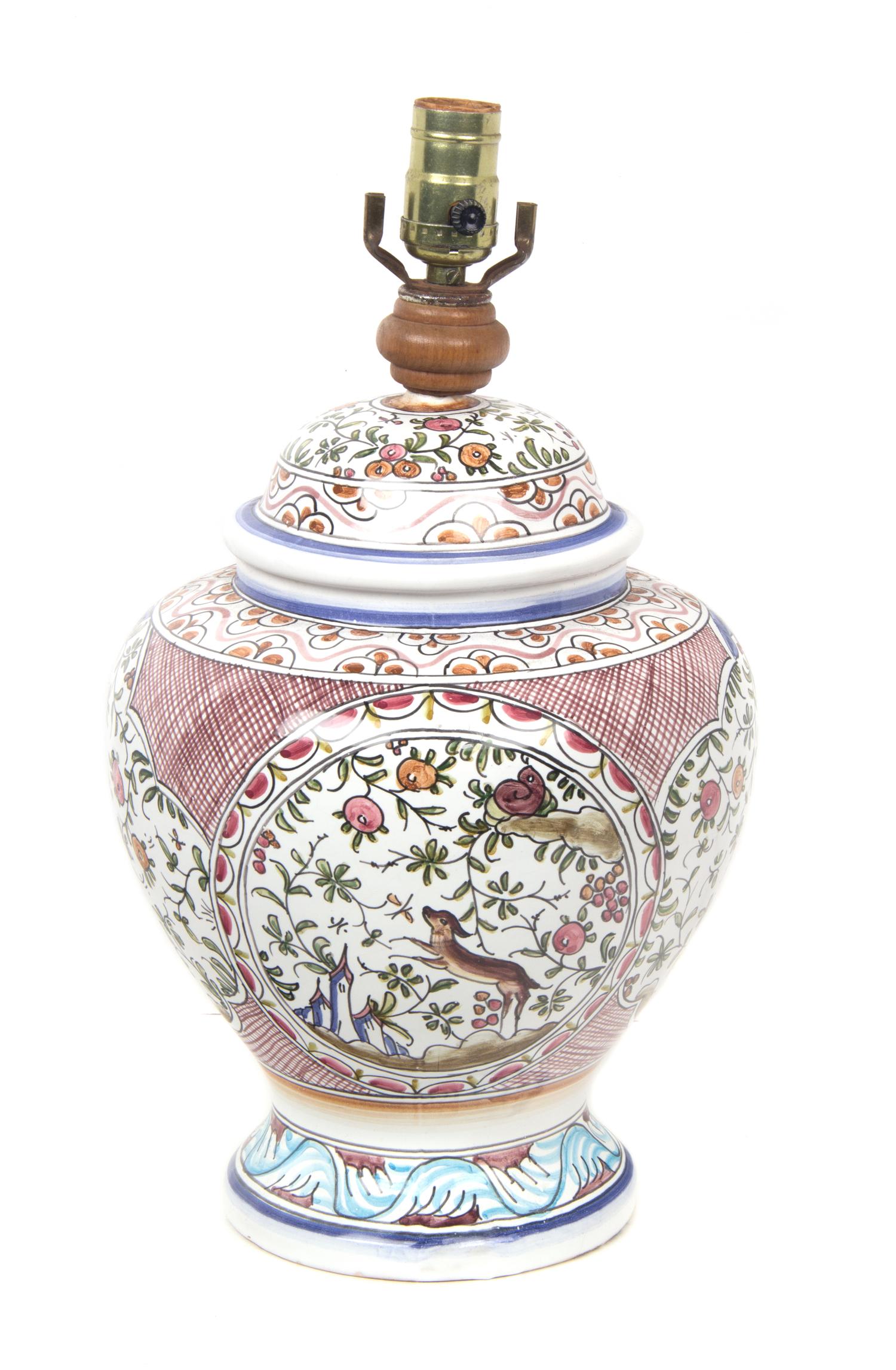 A Ceramic Table Lamp Height overall 16 1/2 inches.