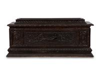 An Italian Renaissance Revival Carved Oak Cassone