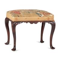 A George III Walnut Upholstered Foot Stool