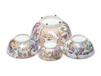 Four Chinese Export Famille Rose Porcelain Bowls