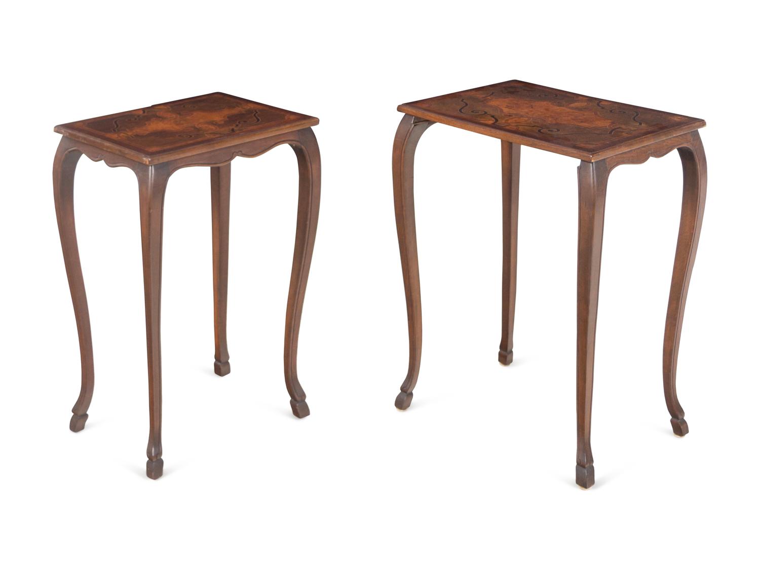 A Pair of Italian Marquetry Nesting Tables