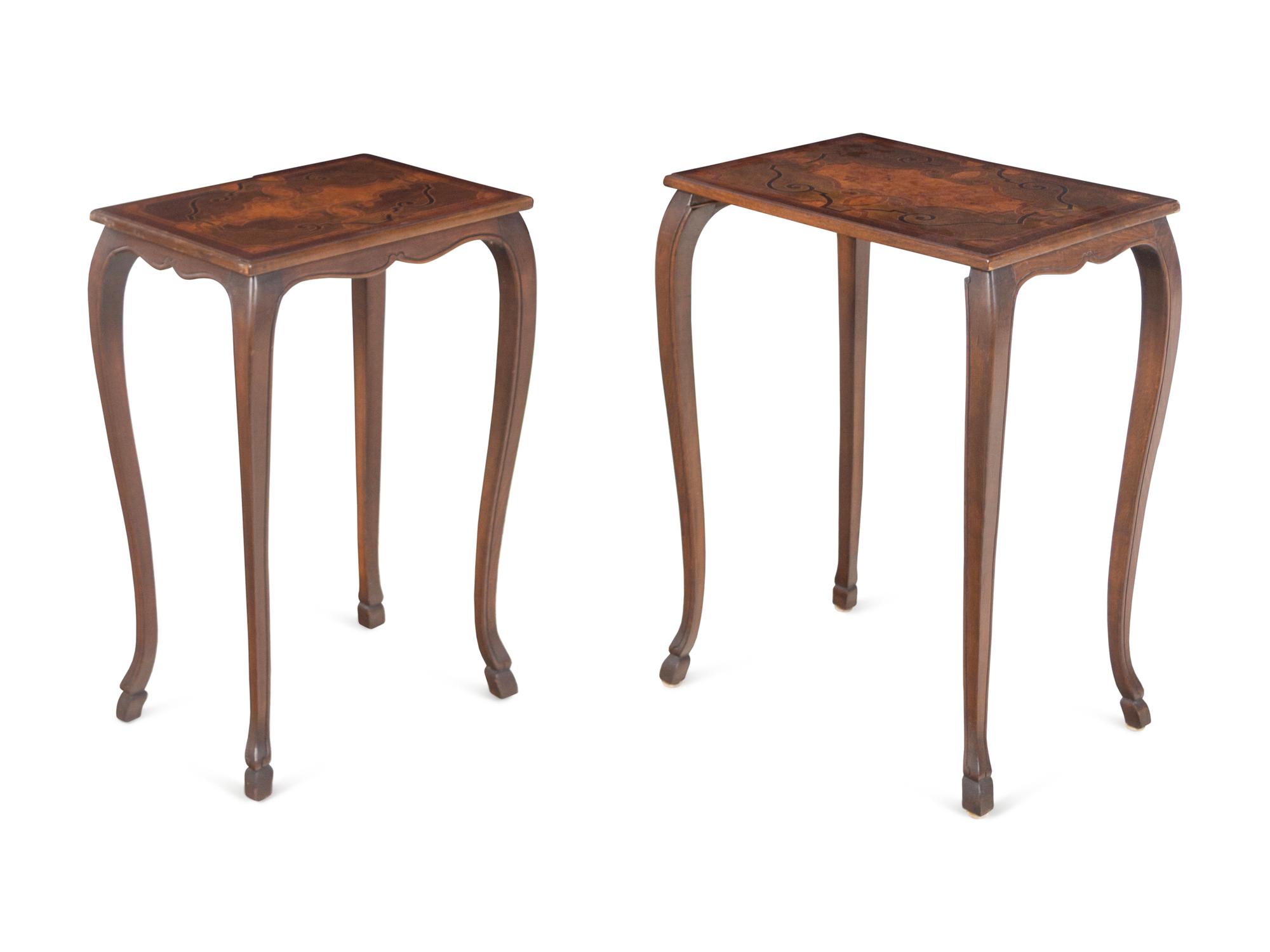 A Pair of Italian Marquetry Nesting Tables