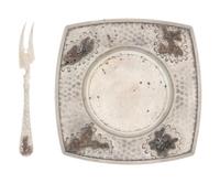 An American Silver and Mixed Metals Cheese Dish and Fork