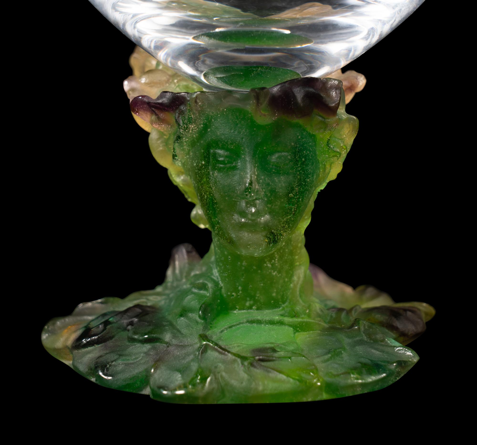 A Set of Daum Nature Pâte-de-Verre Glasses and an Ewer