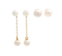 A Collection of 14 Karat Yellow Gold and Cultured Pearl Earrings, 2.70 dwts.