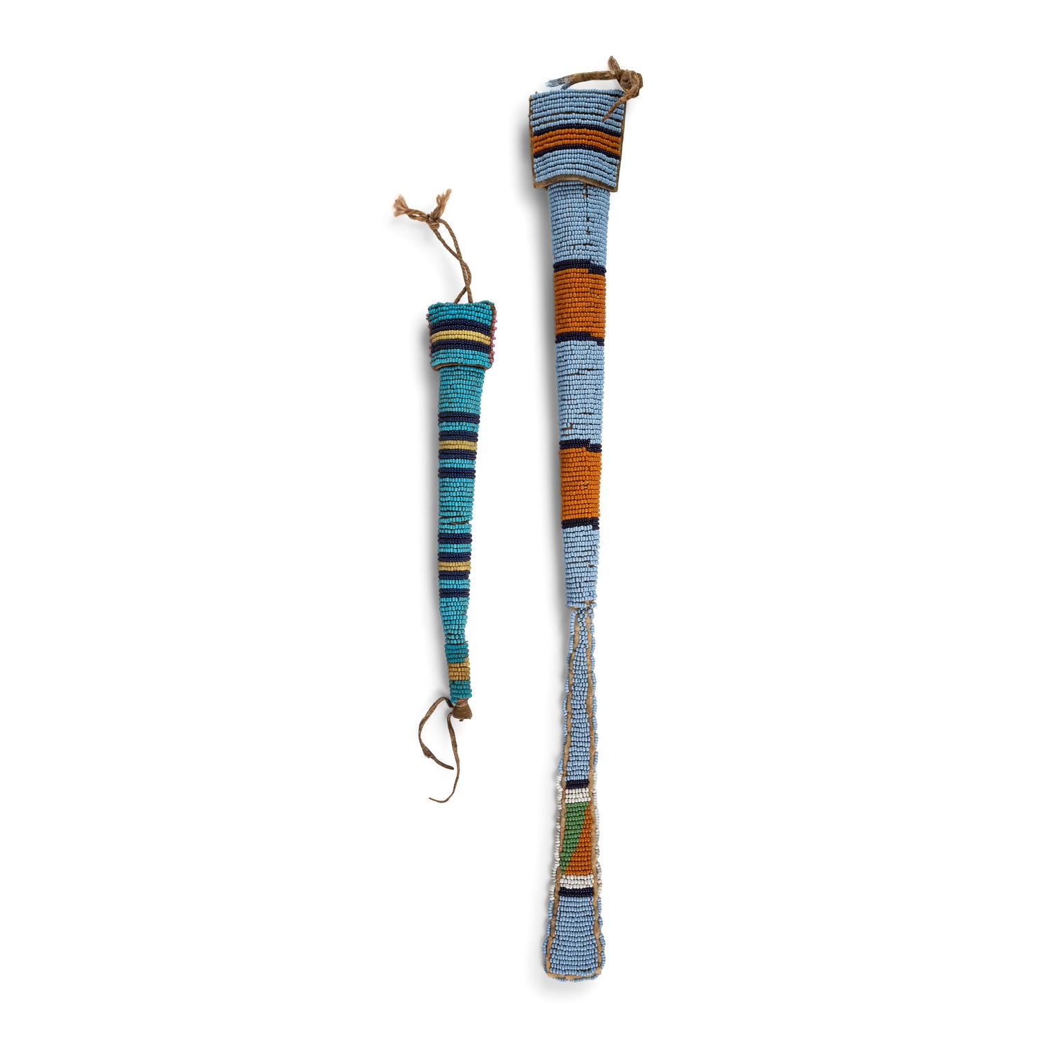 Northern Plains Beaded Hide Awl Cases
