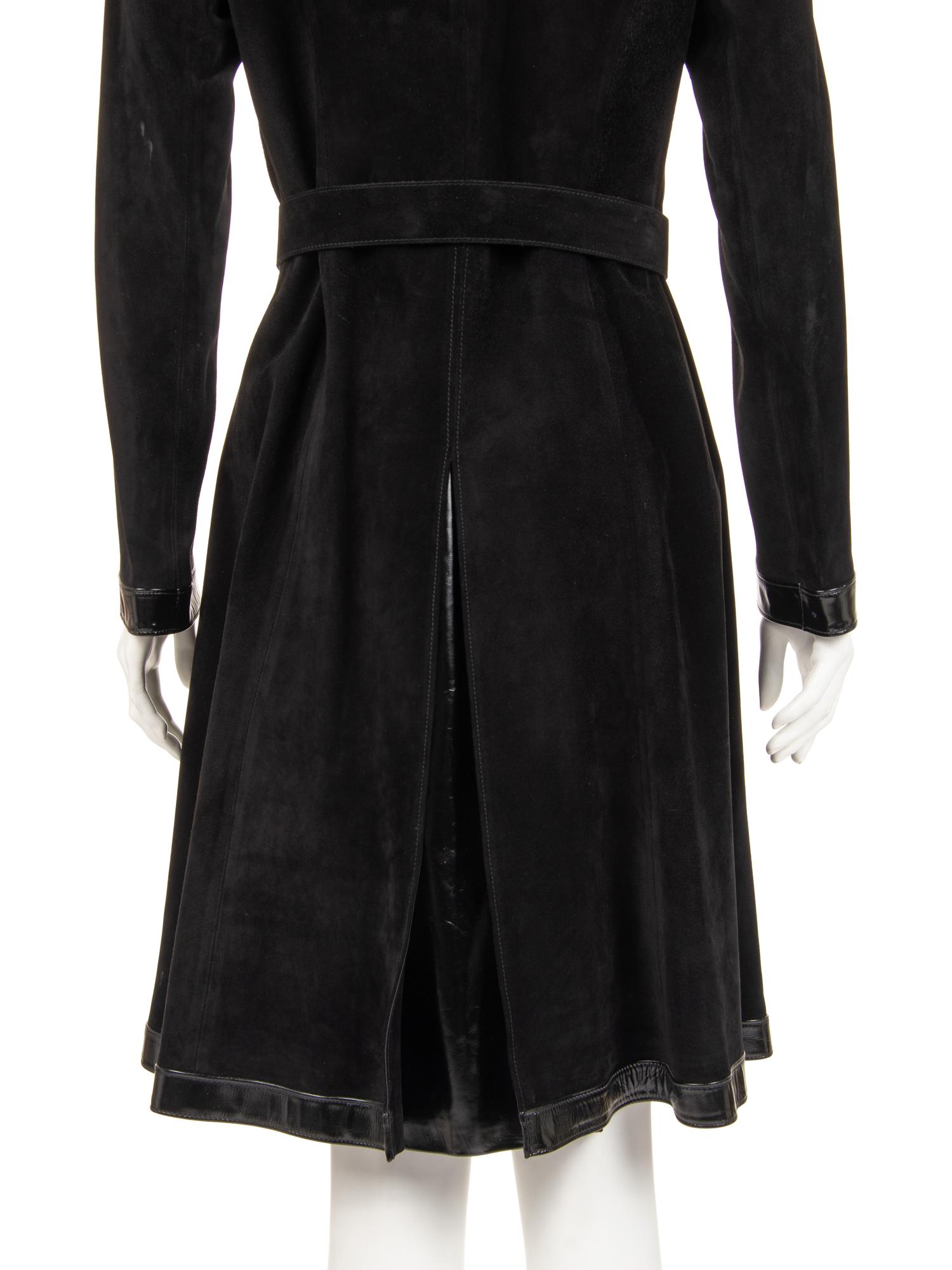 Gucci Suede and Leather Trimmed Coat with Belt, 1970s