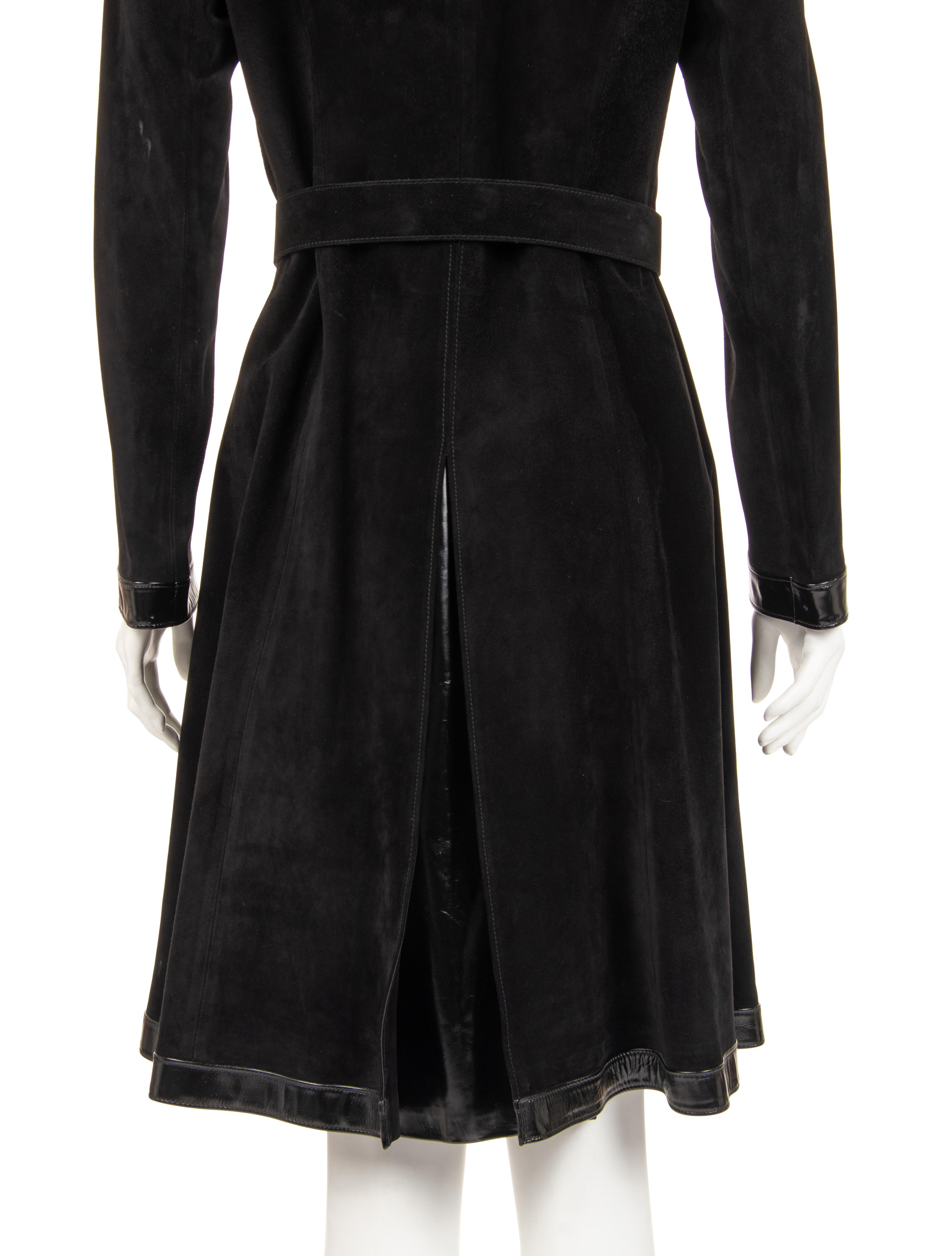 Gucci Suede and Leather Trimmed Coat with Belt, 1970s