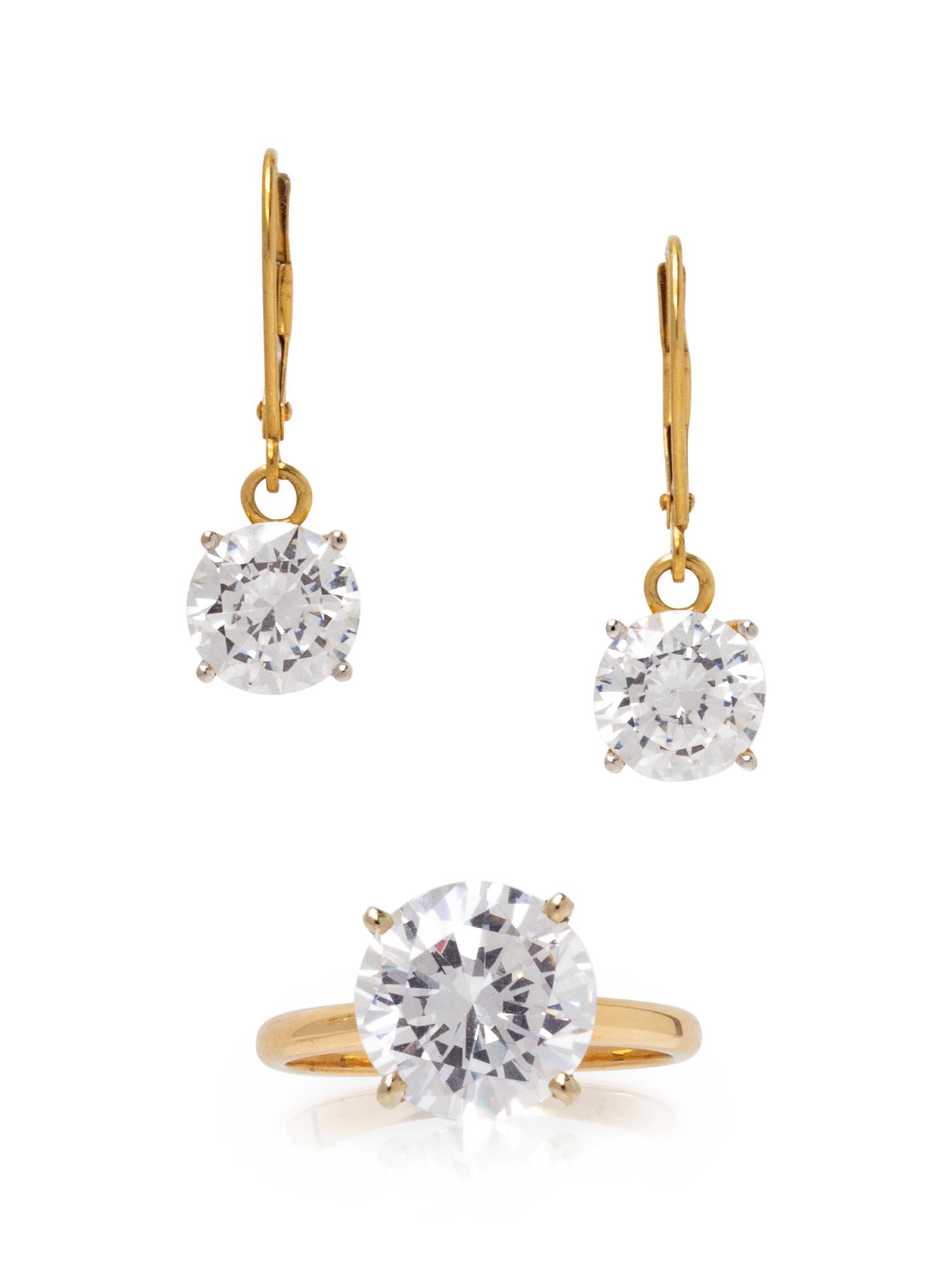 A Collection of 14 Karat Yellow Gold and Cubic Zirconia Jewelry,