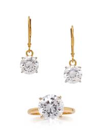 A Collection of 14 Karat Yellow Gold and Cubic Zirconia Jewelry,