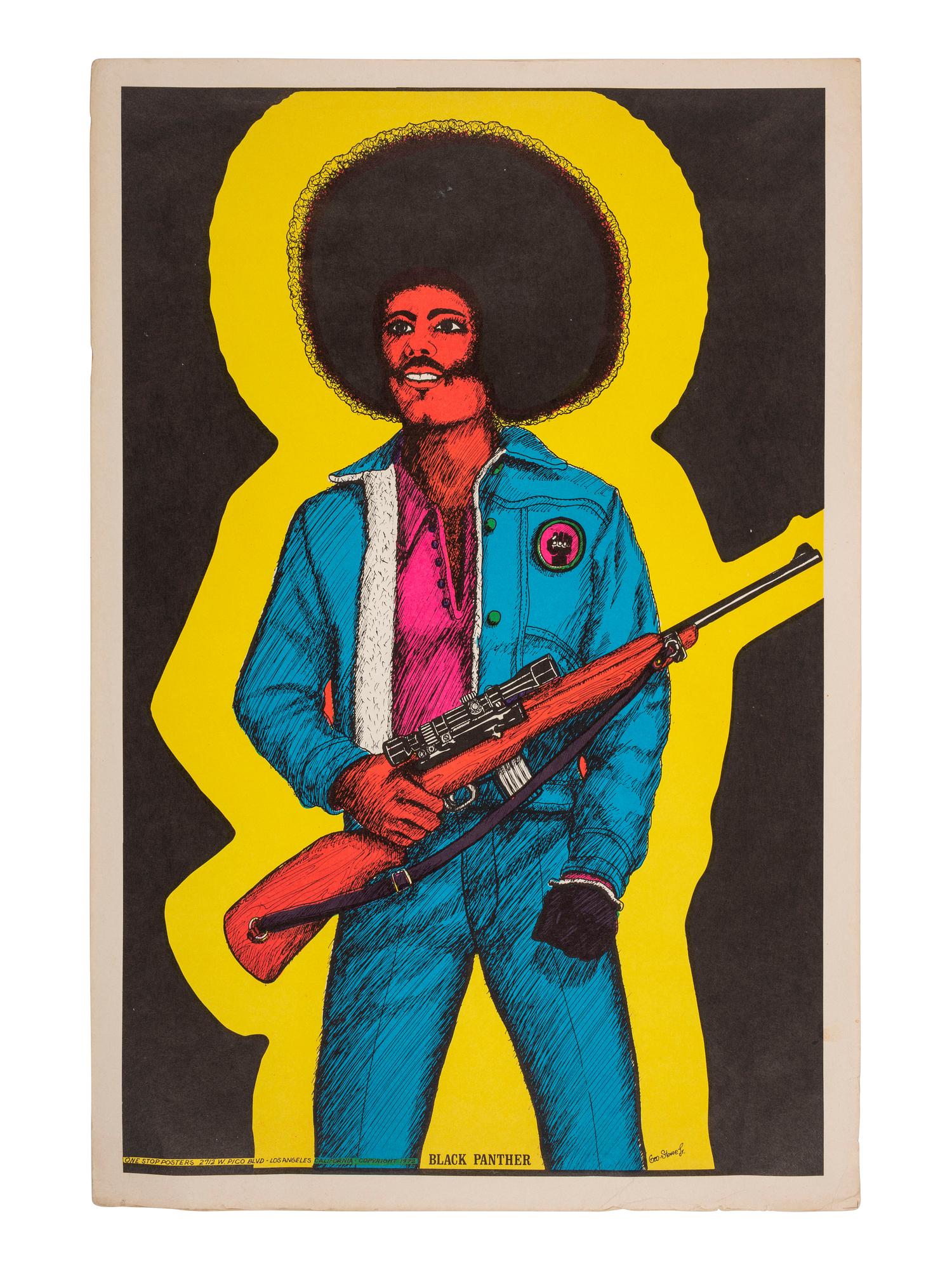 [BLACK PANTHER PARTY]. STOWE, George, Jr., artist. Black Panther . Los Angeles, CA: One Stop Posters, 1972.