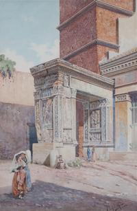 Roberto Giglio, (Italian, 1846-1922), Maidens in an Italian Ruin Landscape