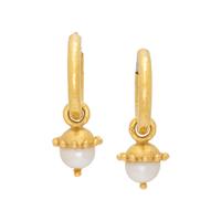 ELIZABETH LOCKE, YELLOW GOLD AND CULTURED PEARL HOOP EARRINGS
