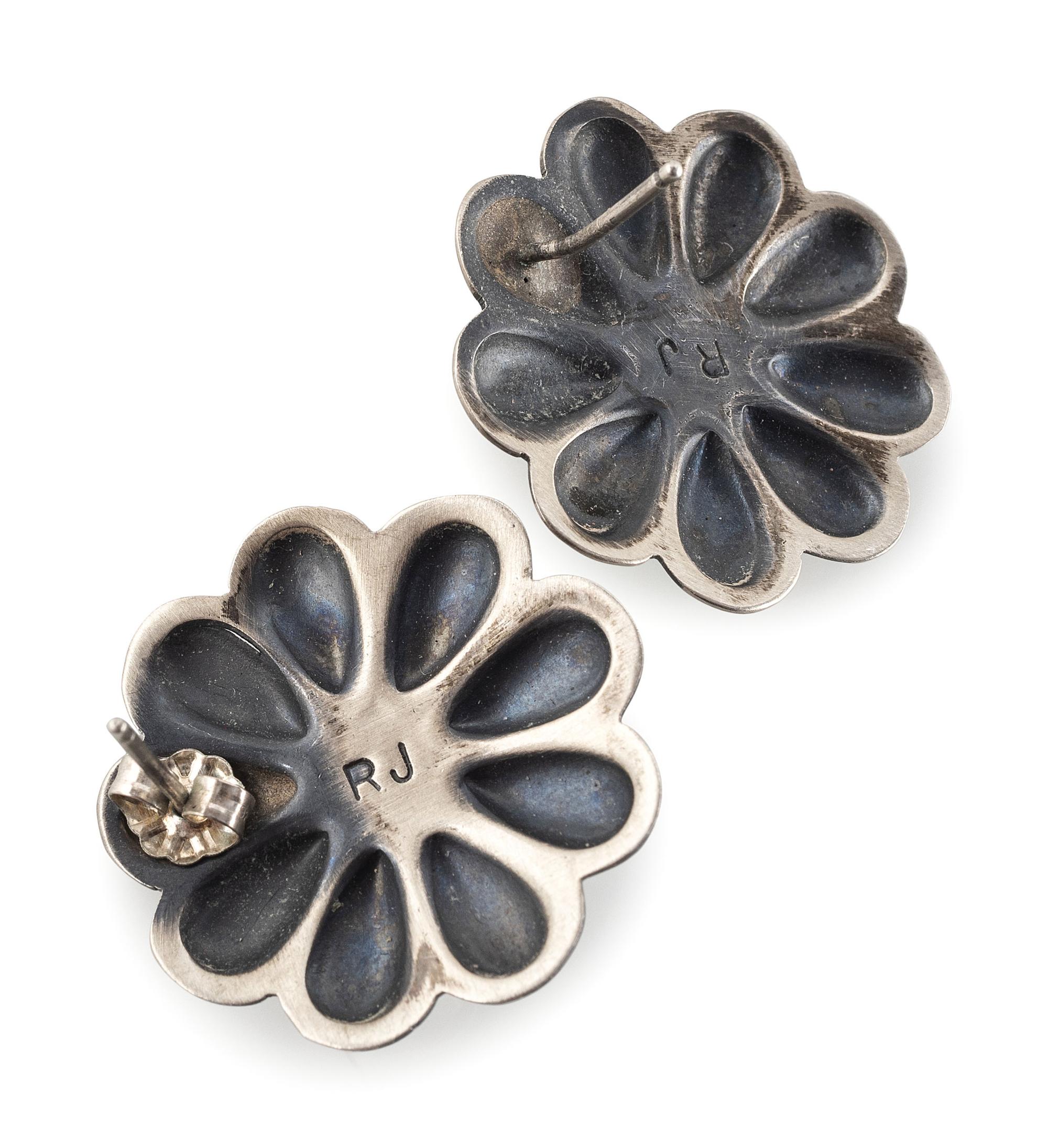 Navajo and Southwestern-style Silver Earrings, with Turquoise