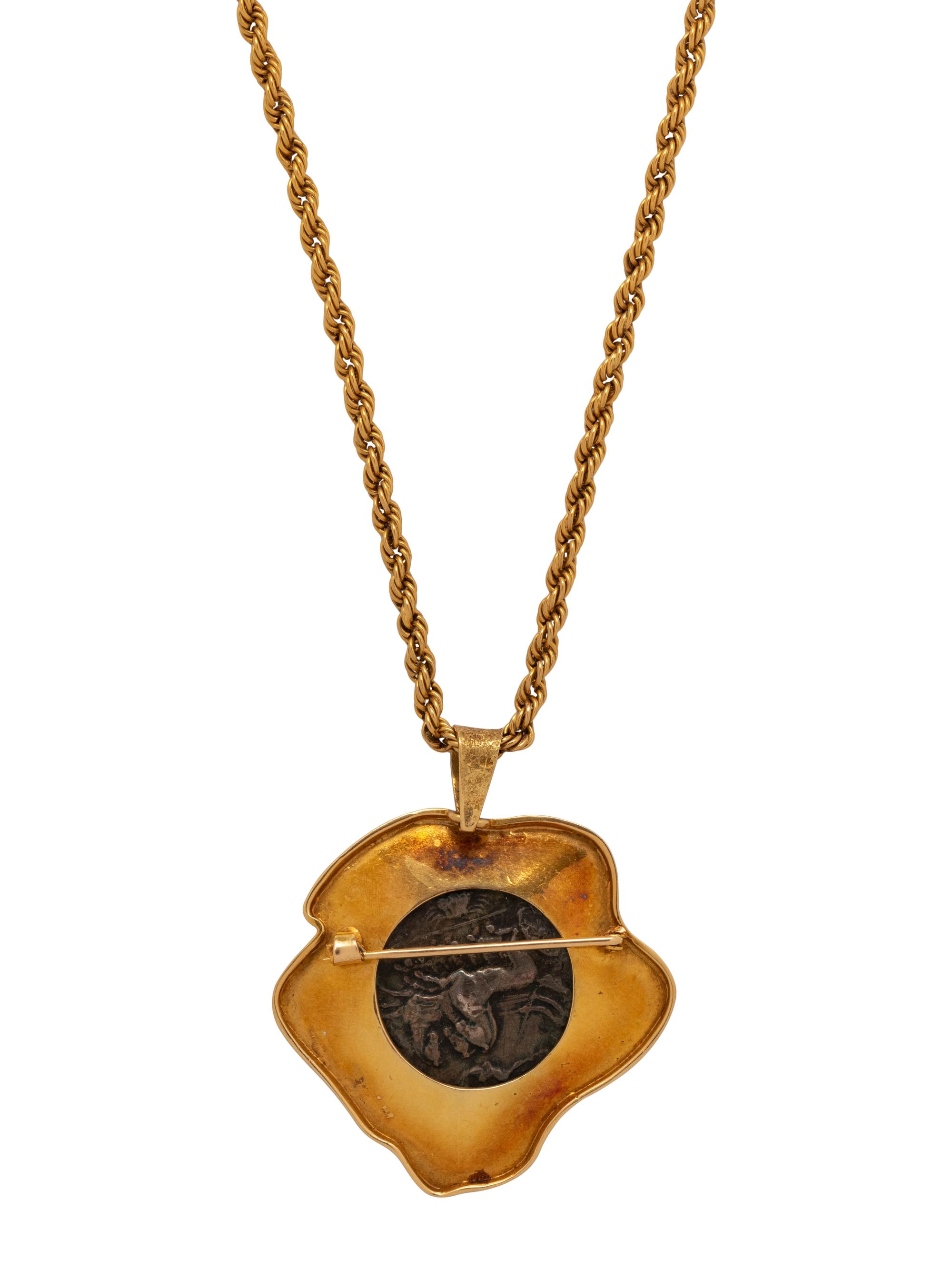 YELLOW GOLD AND ANCIENT GREEK COIN PENDANT/NECKLACE