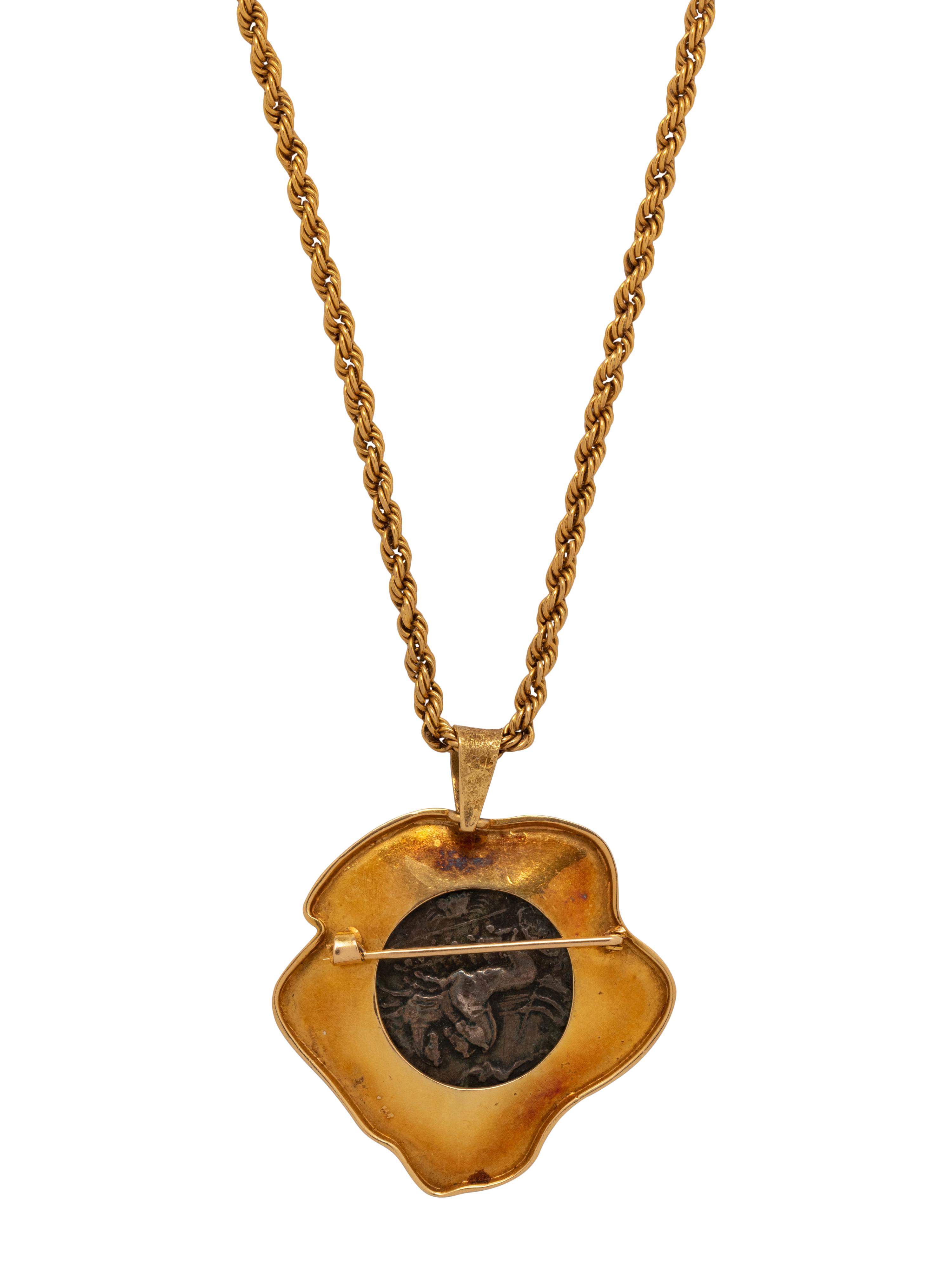 YELLOW GOLD AND ANCIENT GREEK COIN PENDANT/NECKLACE