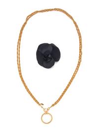 Chanel Magnifying Glass Necklace & Camellia