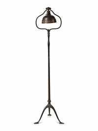 A Tiffany Studios Model 423 Style Bronze Harp Floor Lamp