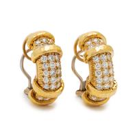 YELLOW GOLD AND DIAMOND EARCLIPS