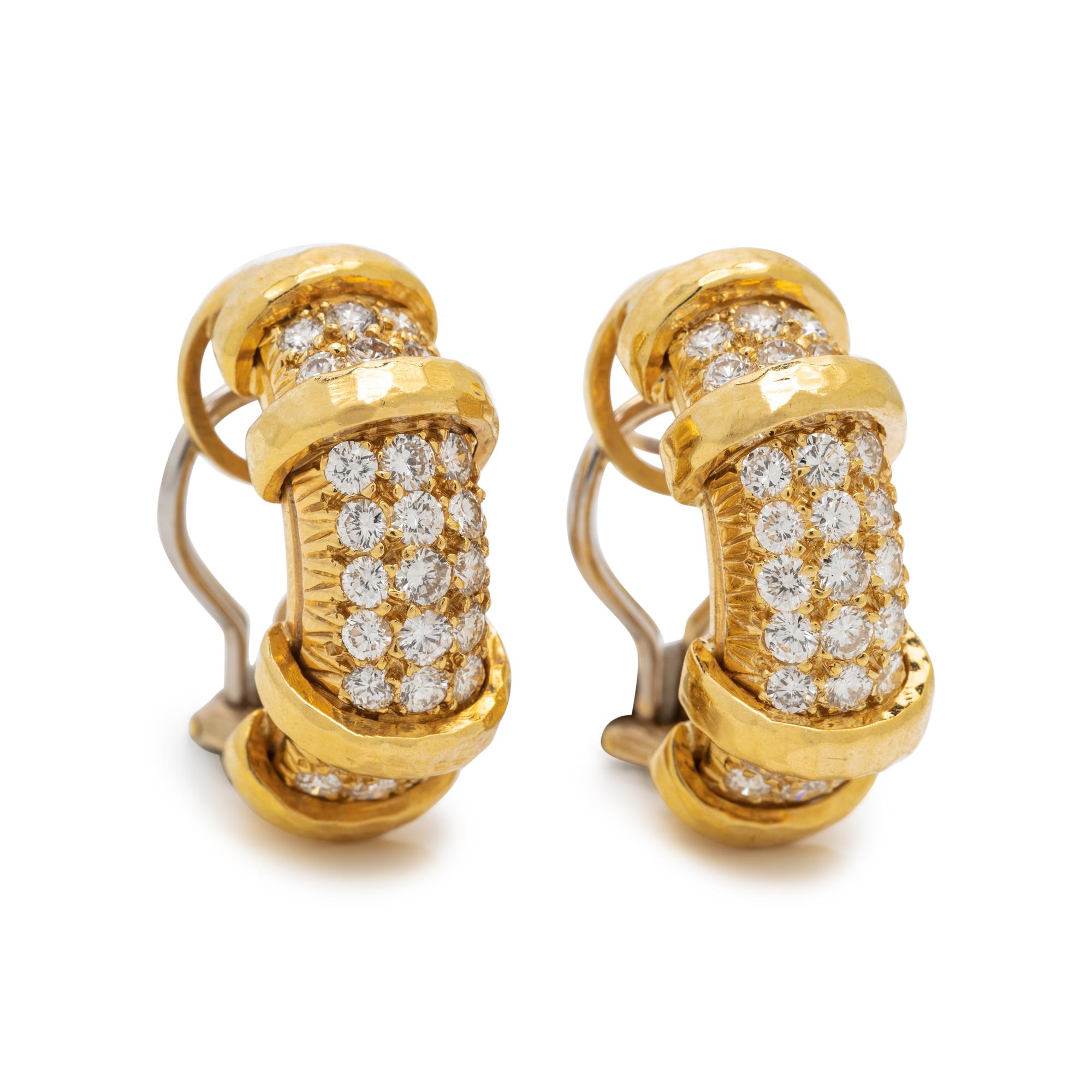 YELLOW GOLD AND DIAMOND EARCLIPS
