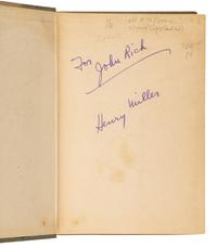MILLER, Henry (1891-1980). The Rosy Crucifixion Book One: Sexus . Paris: The Obelisk Press, 1949.