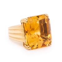 British, Citrine and Yellow Gold Ring