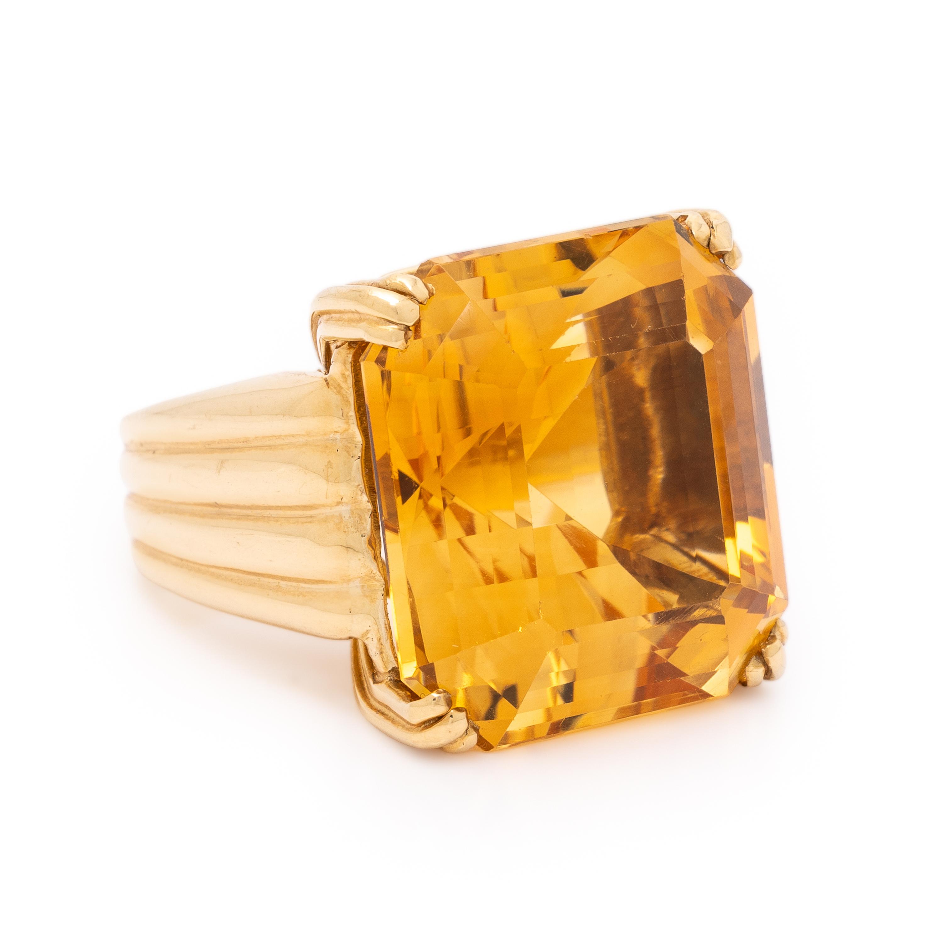 British, Citrine and Yellow Gold Ring