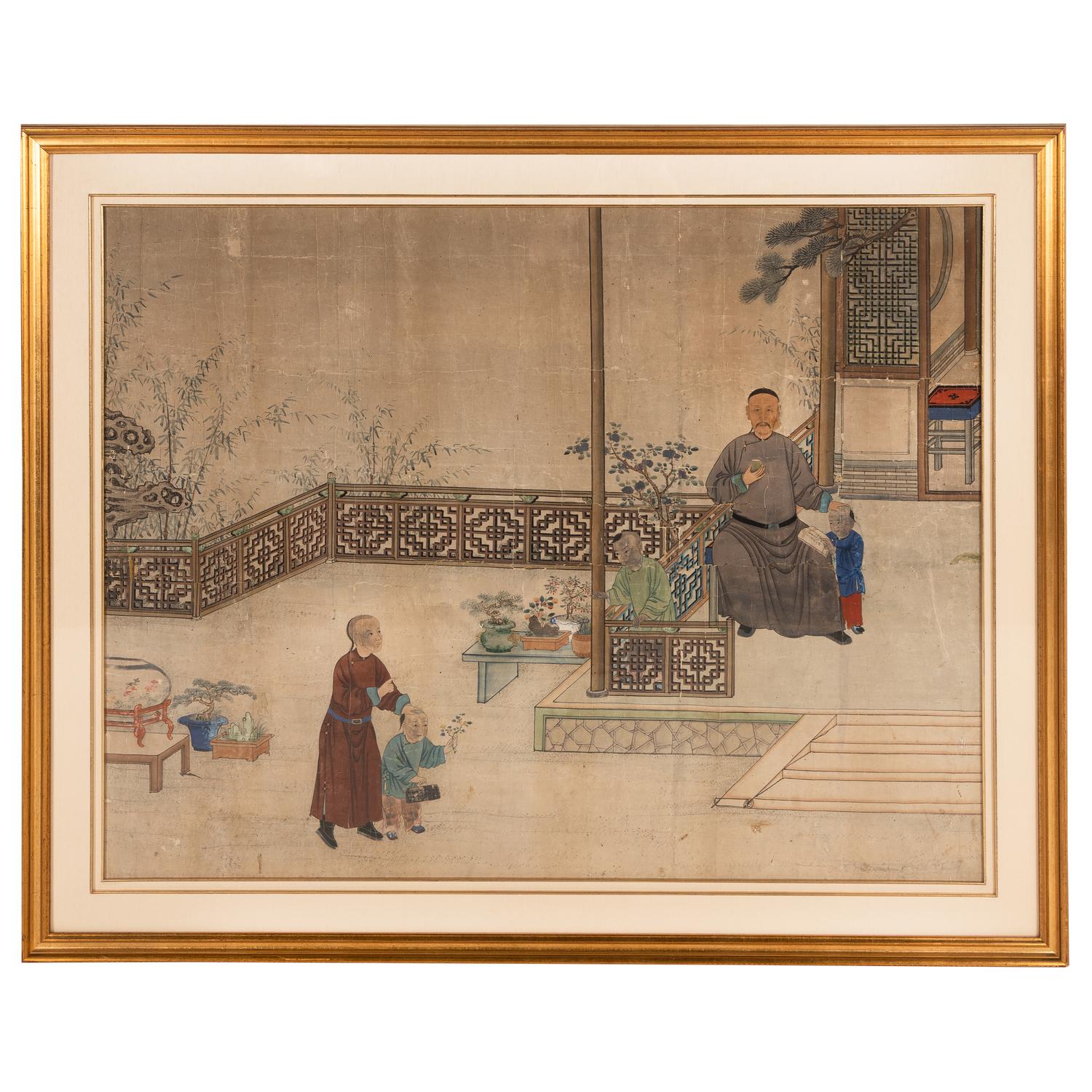 A Chinese Painting of a Scholar’s Studio, 19th Century — 清中期 行樂圖