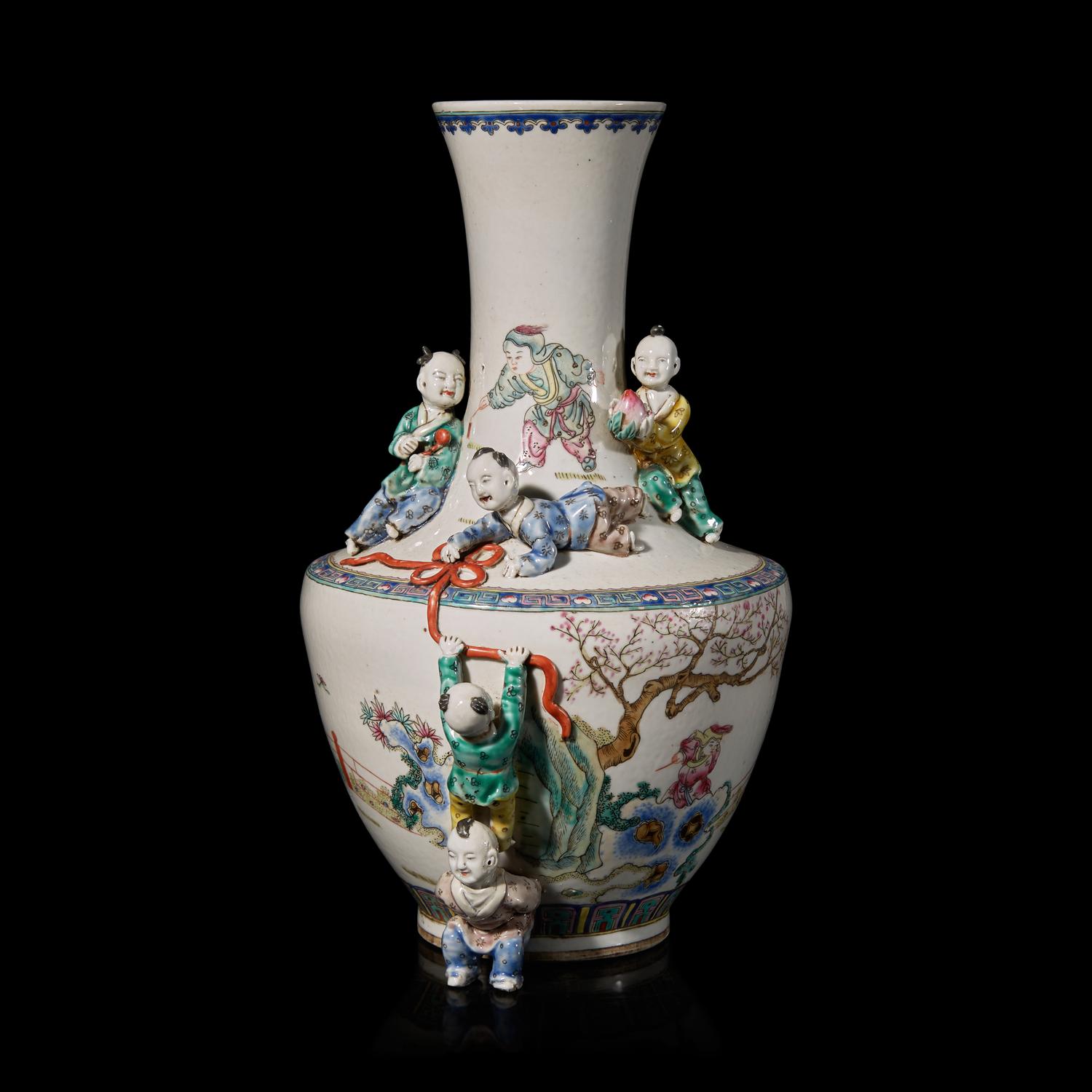 A Chinese Enameled Porcelain "Boys" Vase 粉彩童子圖賞瓶