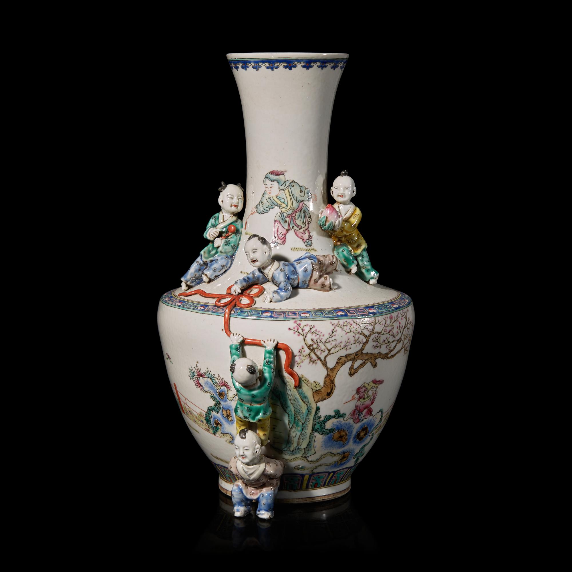 A Chinese Enameled Porcelain "Boys" Vase 粉彩童子圖賞瓶