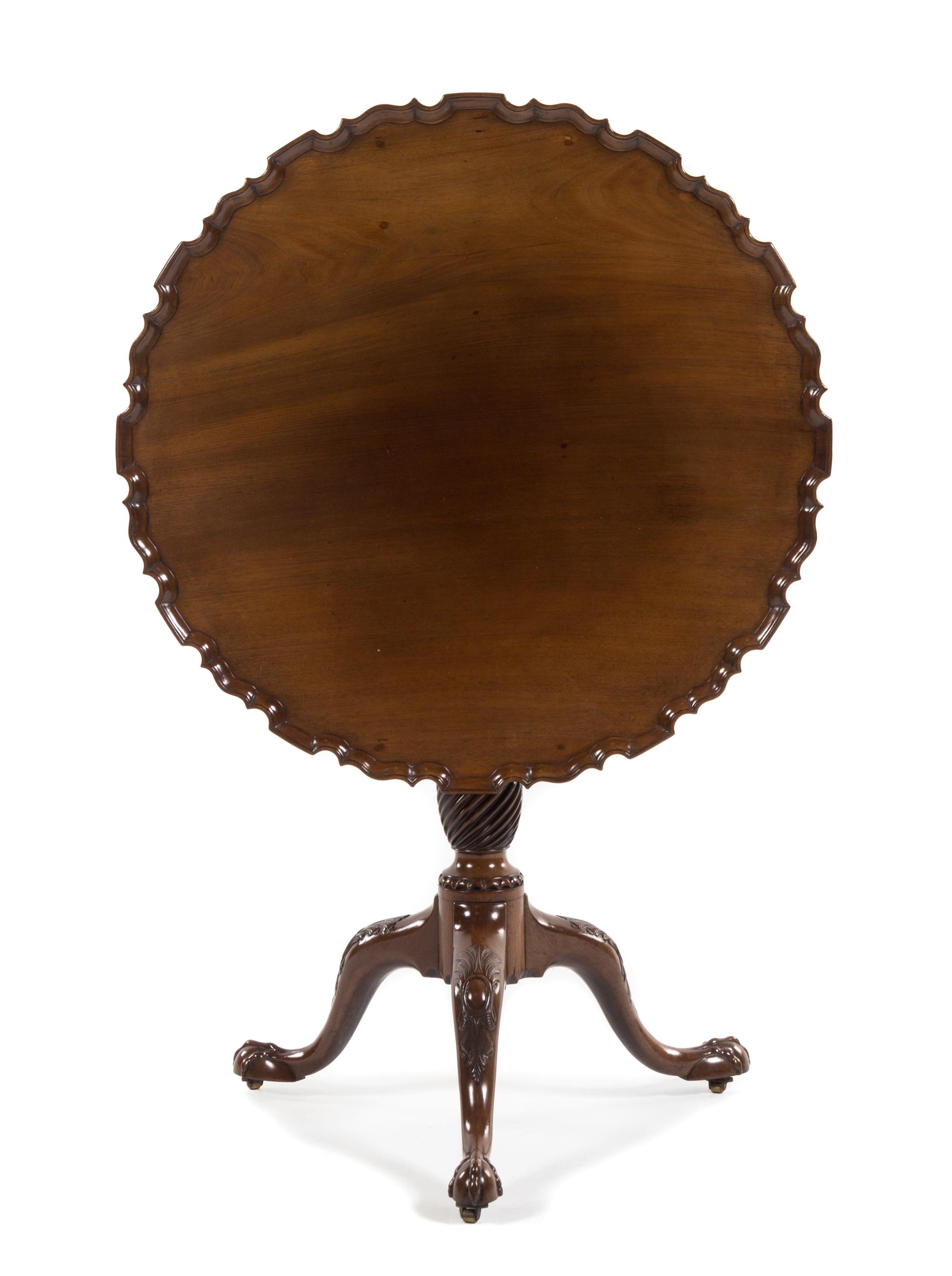 A George III Mahogany Tripod Table Height 28 1/2 x diameter of top 30 inches. — LATE 18TH CENTURY