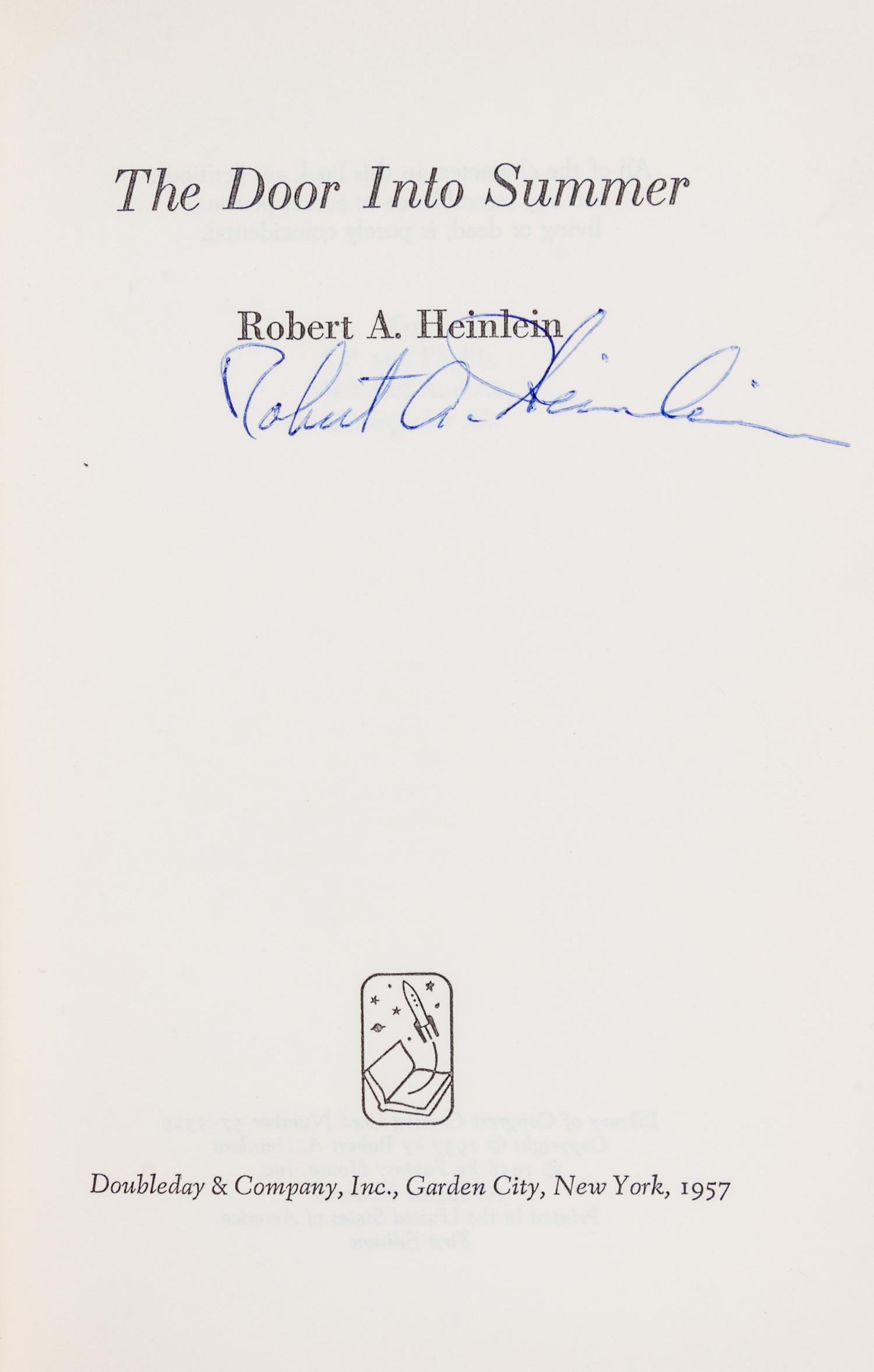 HEINLEIN, ROBERT A. The Door into Summer. New York, 1957. First edition.