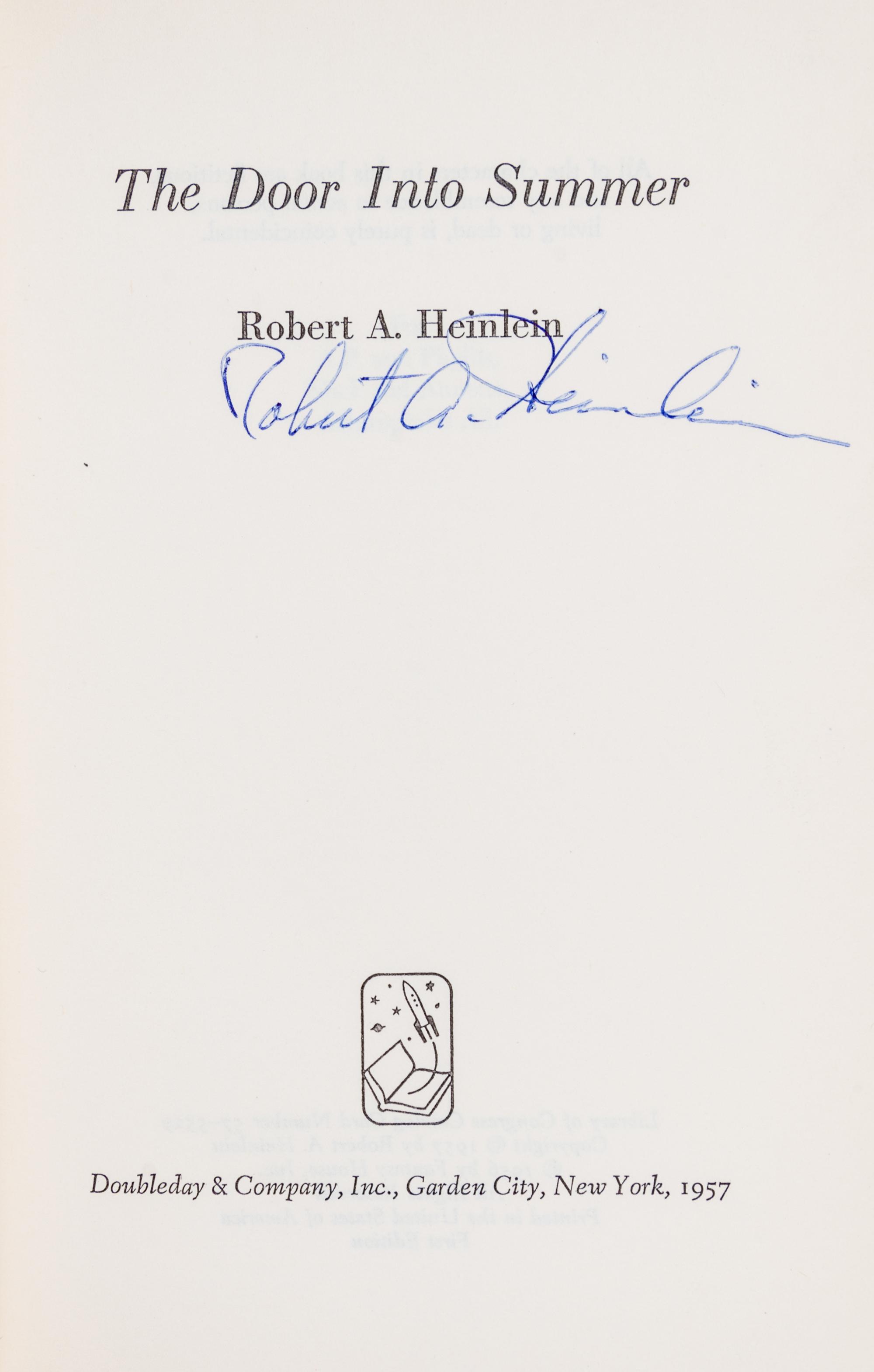 HEINLEIN, ROBERT A. The Door into Summer. New York, 1957. First edition.