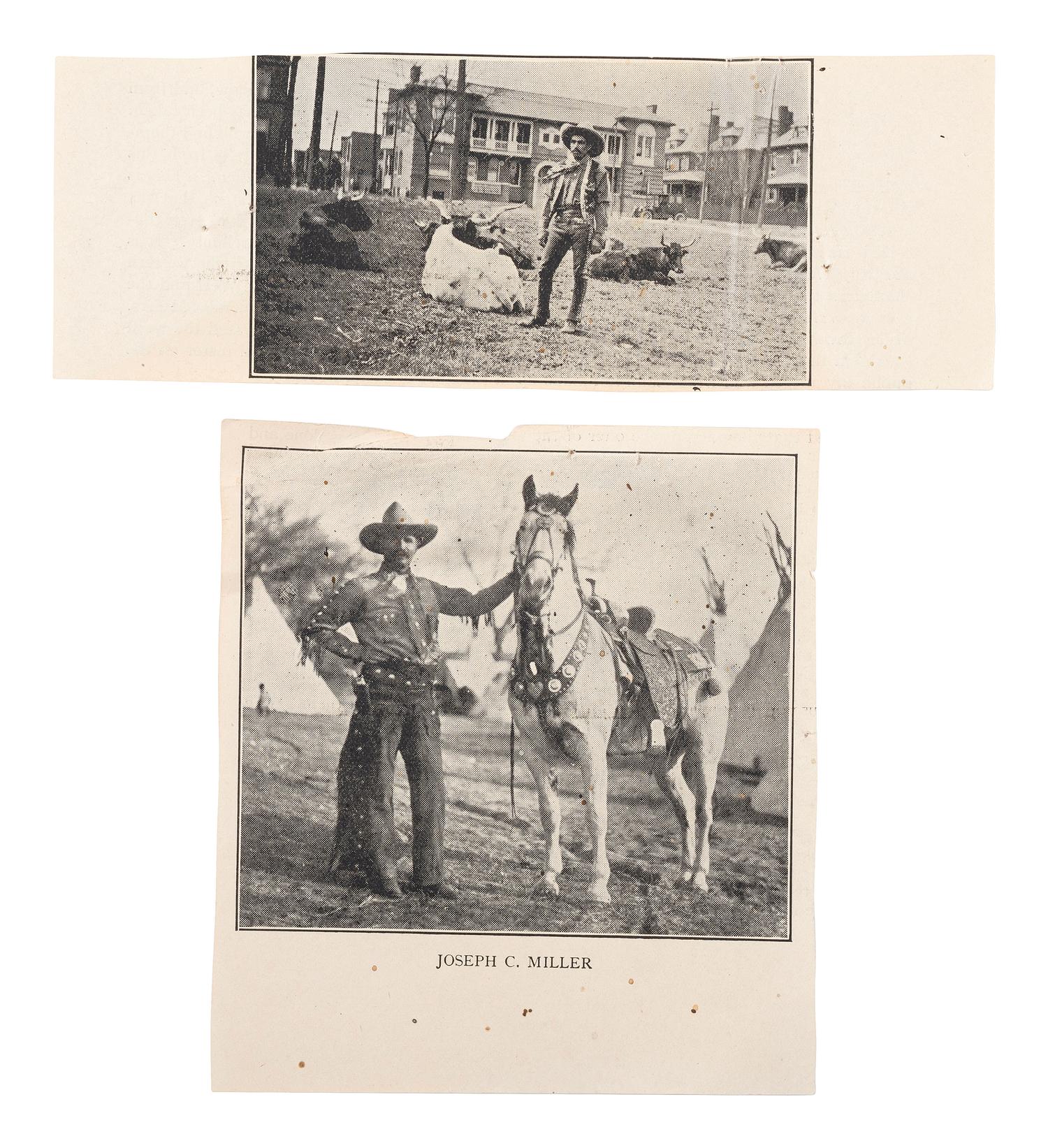 [WILD WEST SHOWS]. Wild West-themed poster featuring cowboys on horseback.
