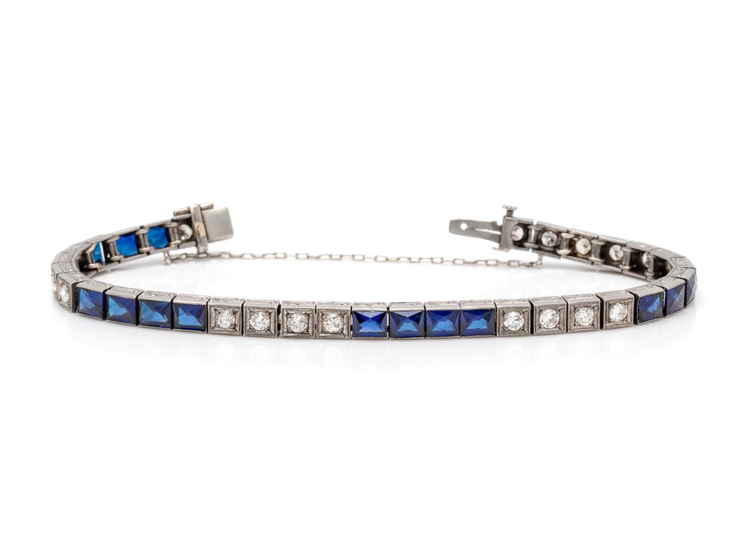 DIAMOND AND SYNTHETIC SAPPHIRE BRACELET