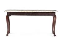 A Queen Anne Carved Mahogany Marble-Top Console Table