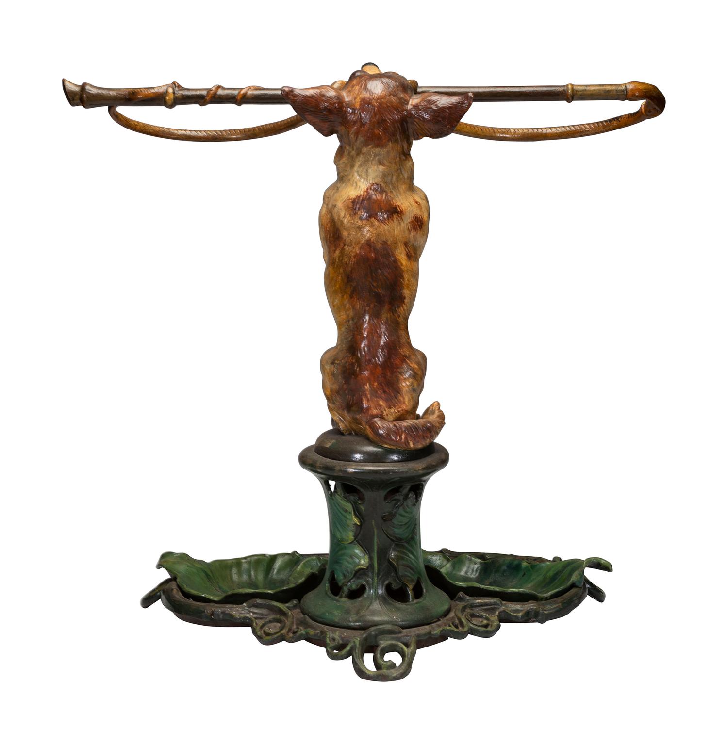 An English Painted Cast Iron Figural Umbrella Stand