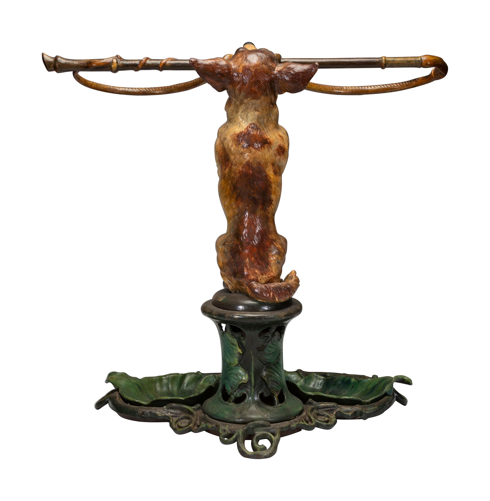 An English Painted Cast Iron Figural Umbrella Stand