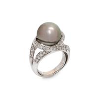CULTURED TAHITIAN PEARL AND DIAMOND RING