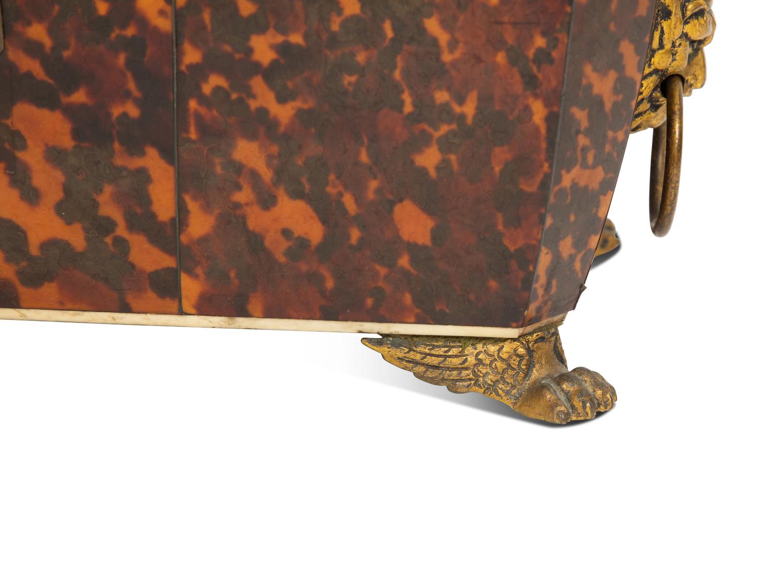 A Regency Tortoise Shell Veneered Tea Caddy