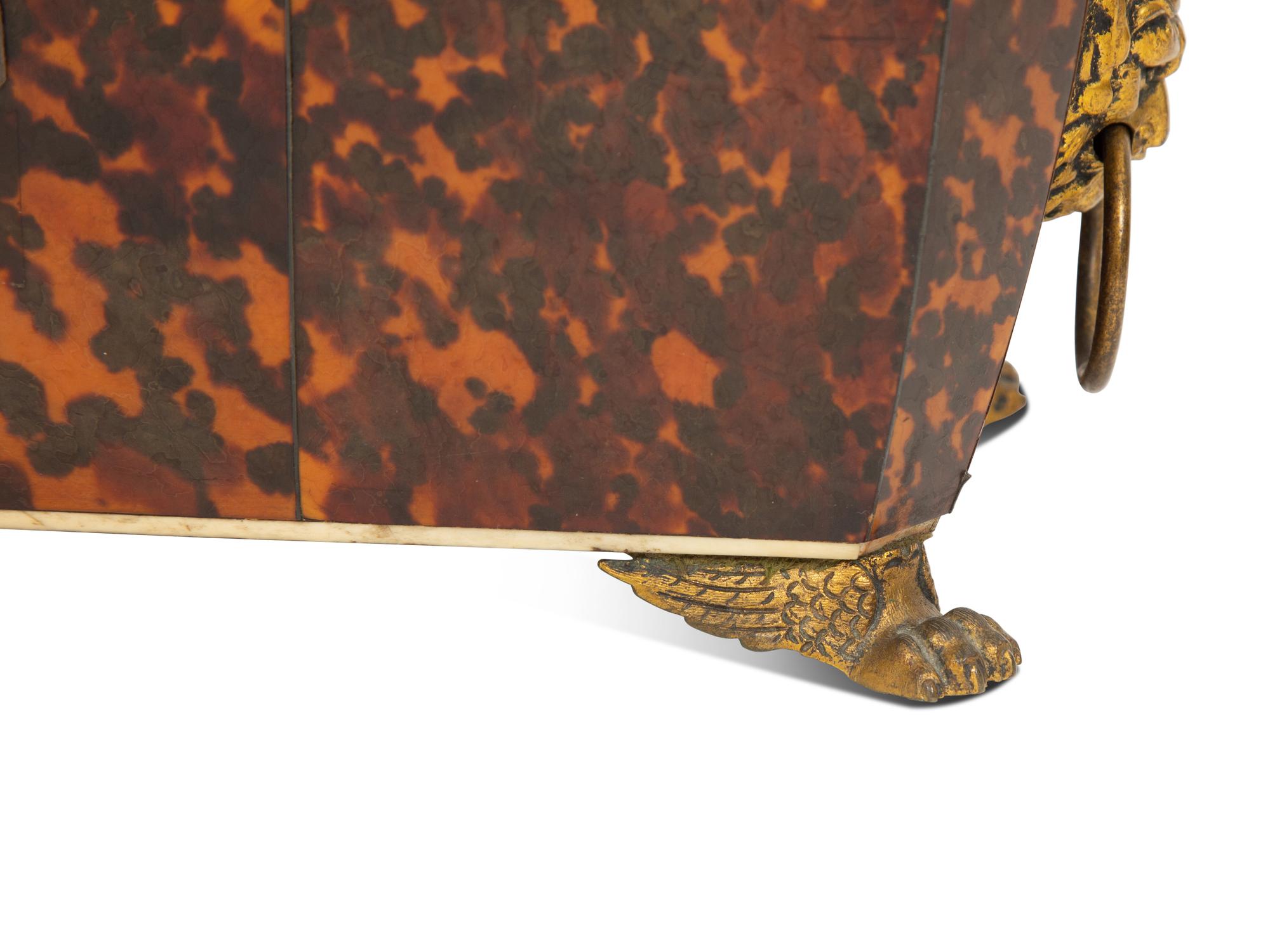 A Regency Tortoise Shell Veneered Tea Caddy