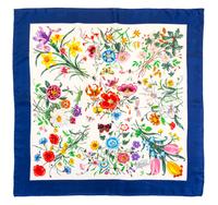 A Pair of Gucci Multicolor Floral Scarves, 34" x 34".