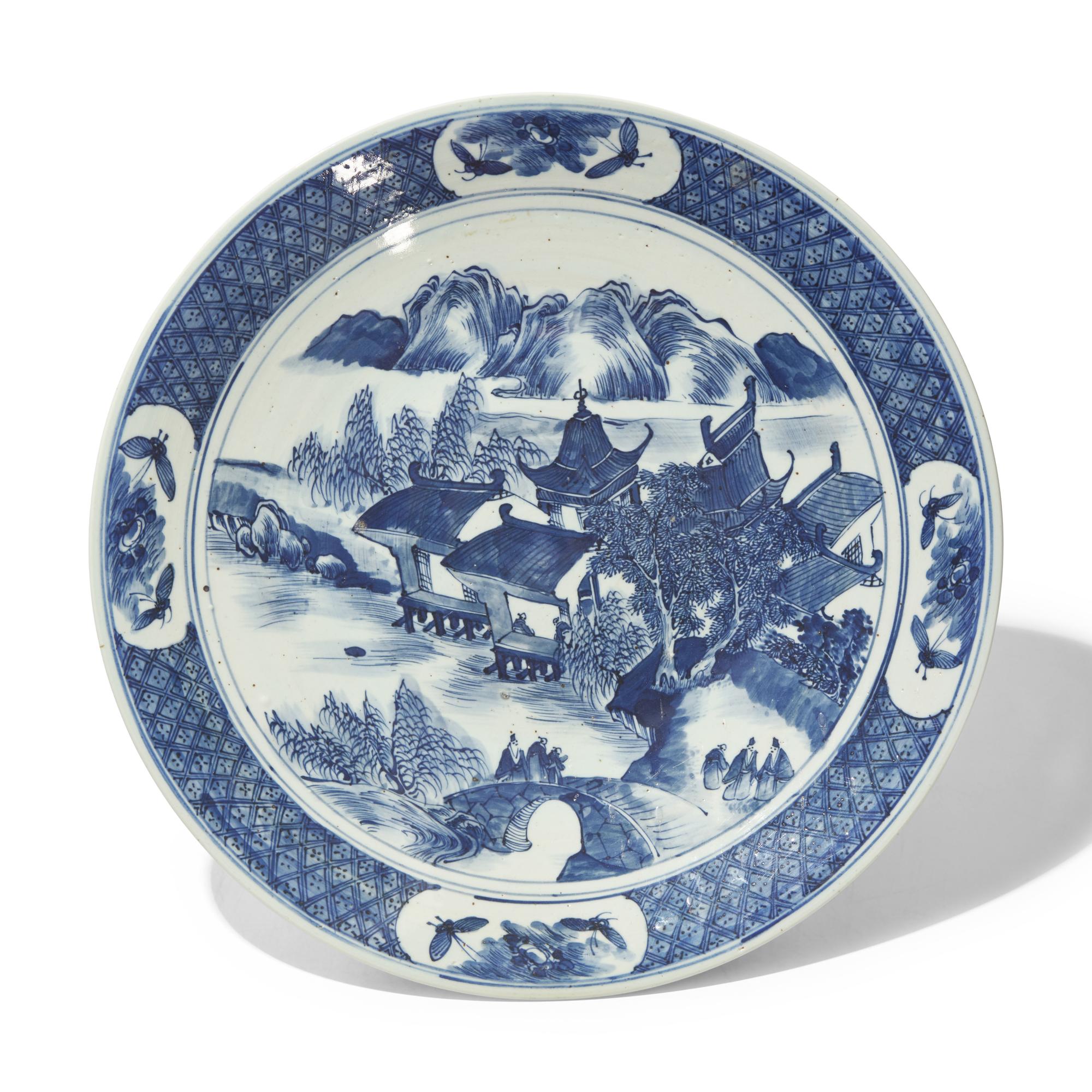Two Chinese Blue and White Porcelain Chargers