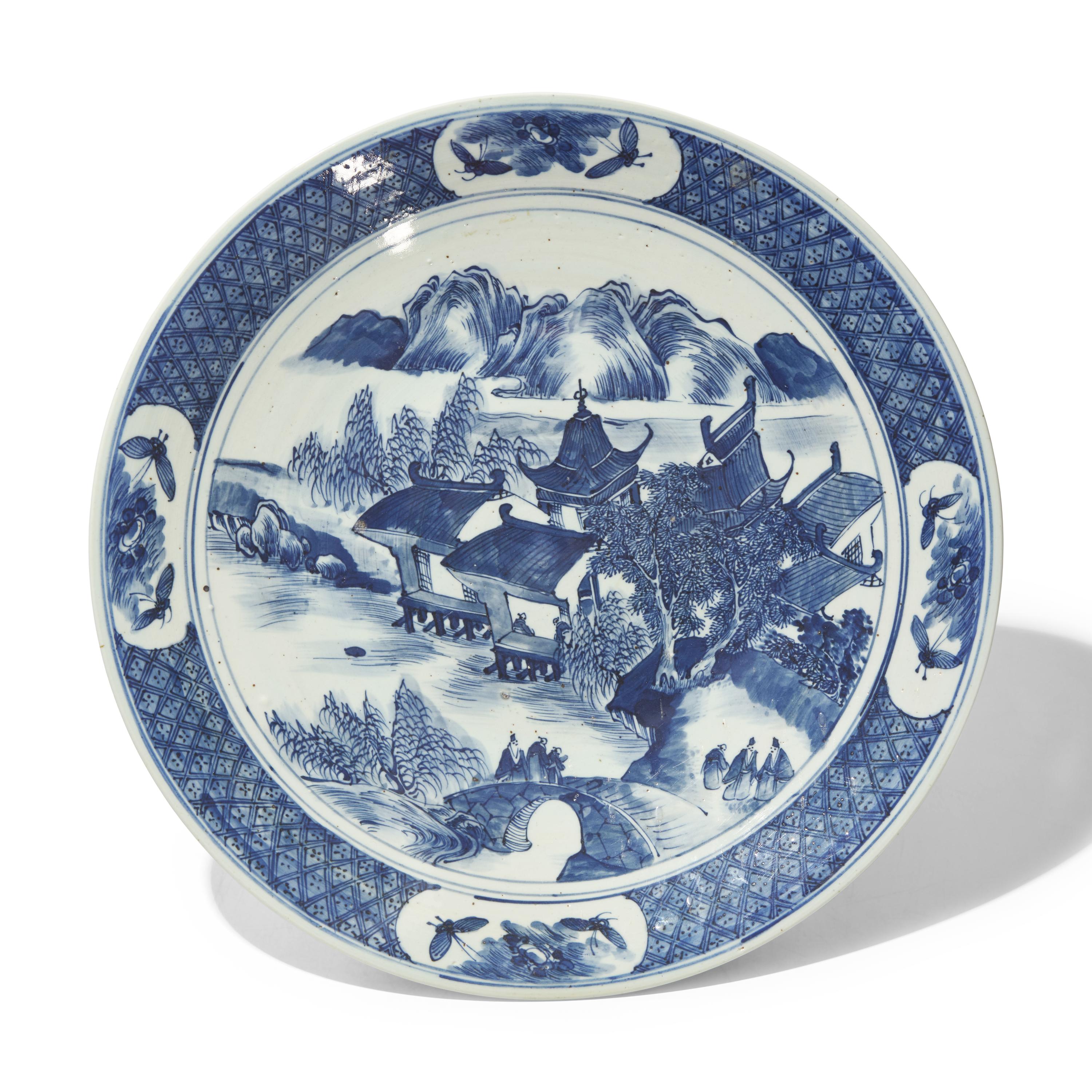 Two Chinese Blue and White Porcelain Chargers
