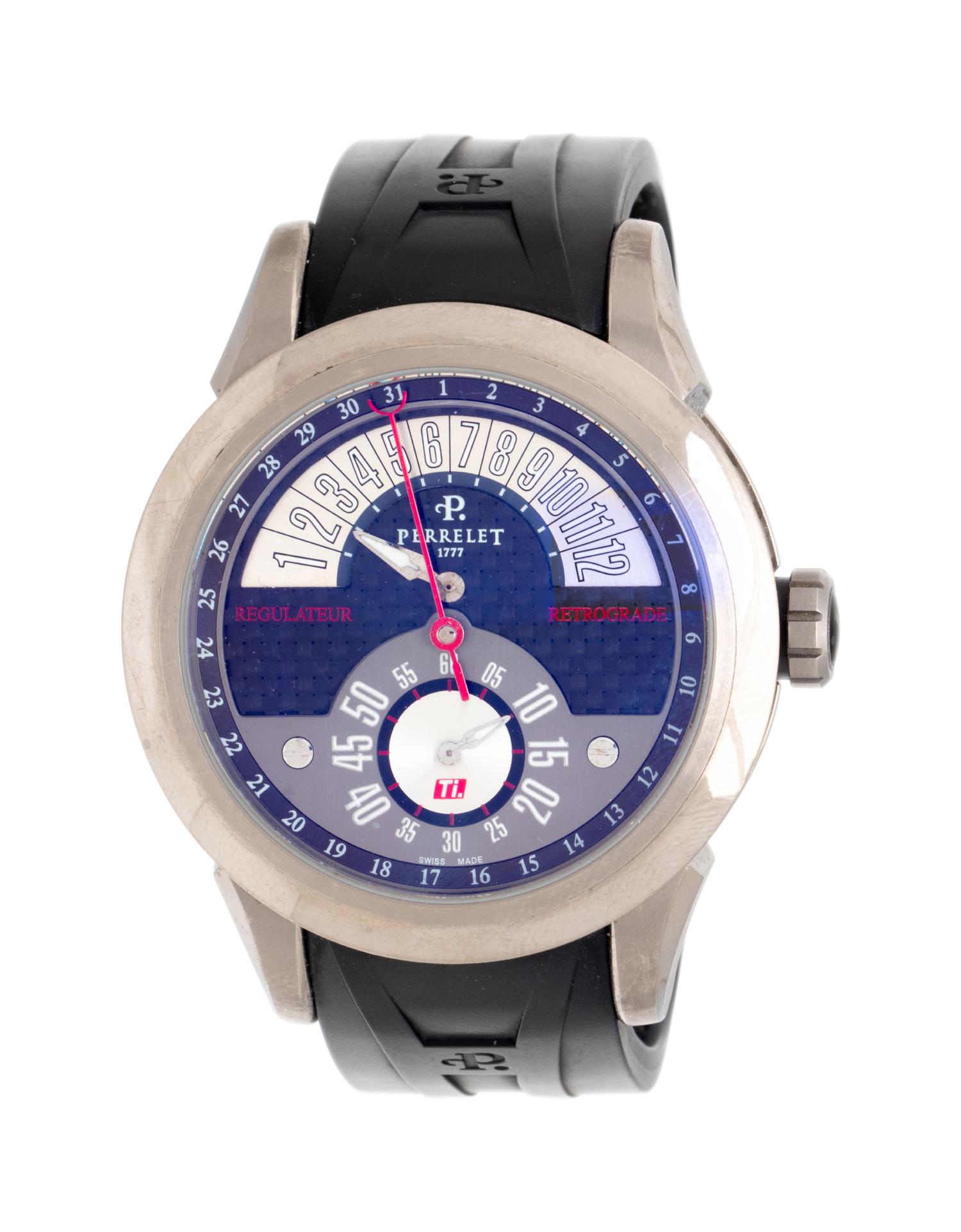 PERRELET, REF. 15001 TITANIUM 'REGULATEUR RETROGRADE' DATE WATCH