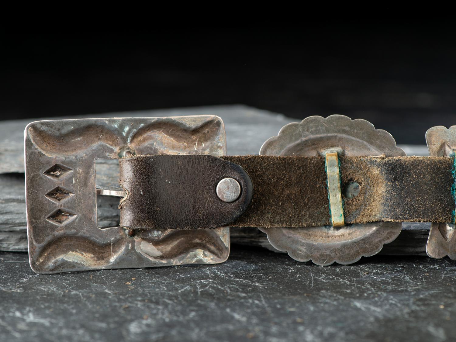 Navajo Silver and Turquoise Concha Belt