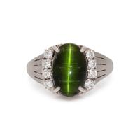 CAT'S EYE TOURMALINE AND DIAMOND RING